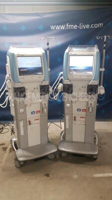 Lot of 2 x Gambro Dialysis Artis Evosys -YOM 2012 - 8.21.00 - count 37748/38523 hours with 2 EMA Monitors Hemabox (All power up)