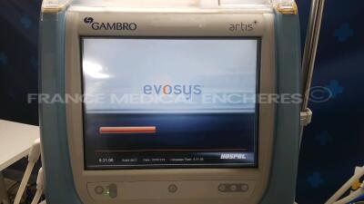 Lot of 2 x Gambro Dialysis Artis Evosys -YOM 2012 - 8.21.00 - count 37748/38523 hours with 2 EMA Monitors Hemabox (All power up) - 2
