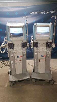 Lot of 2 x Gambro Dialysis Artis Evosys -YOM 2012 - 8.21.00 - count 37748/38523 hours with 2 EMA Monitors Hemabox (All power up)