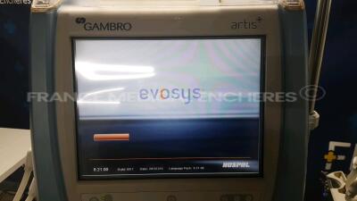 Lot of 2 x Gambro Dialysis Artis Evosys -YOM 2012 - 8.21.00 - count 37748/38523 hours with 2 EMA Monitors Hemabox (All power up) - 2