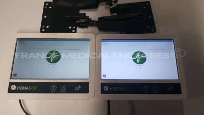 Lot of 2 x Gambro Dialysis Artis Evosys -YOM 2012 - 8.21.00 - count 37748/38523 hours with 2 EMA Monitors Hemabox (All power up) - 10