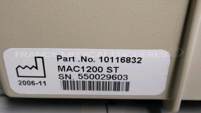Lot of 1 x GE ECG MAC 1200 - S/W V6.2 and 2 x MAC 1200 ST - S/W V6.11 - YOM 11/2006 (All power up) - 12