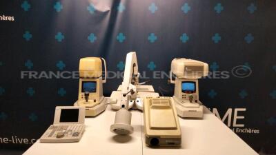 Lot of 1 x Nidek Auto Non Contact Tonometer NT-3000 - YOM 2002 (Powers up) and 1 x Nidek Auto Refractor Keratometer ARK-700A - YOM 2002 (Powers up) and 1 x Nidek Refractor RT-2100 - YOM 2001 (Untested) and Nidek Auto Chart Projector - YOM 2002 (Untested)