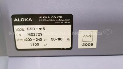 Aloka Ultrasound Prosound SSD- Alpha 5 - YOM 2008 w/ Sony Video Graphic Printer UP-897MD (Powers up) - 6
