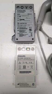 Lot of accessories for Philips Defibrillator MRx including 1x Philips Battery M3538A and 1x Philips Battery M3539A - YOM 2017 and 1 Philips Paddle - 2