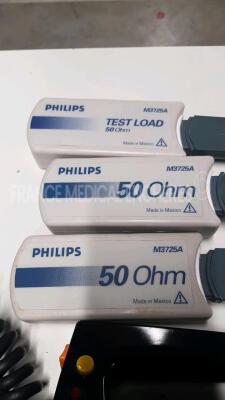 Lot of accessories for Philips Defibrillator including 7x Paddles and 3x Philips Test Load M3725A - 4