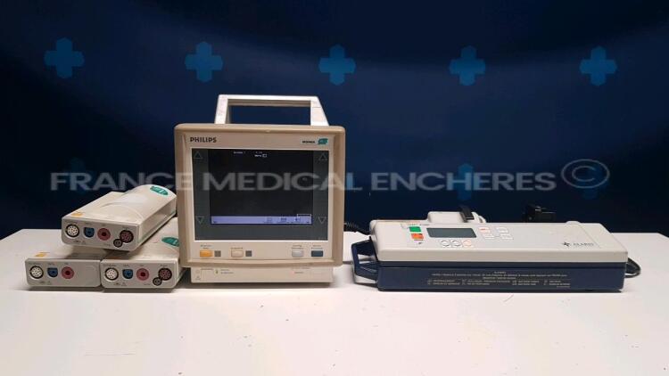 Lot of 1 Philips Patient Monitor M3046A M3 - YOM 2003 (Powers up) and 1x Alaris Syringe Pump Ivac P1000 (Powers up) and 3x Philips Modules M3046A - YOM 2001 and 2003