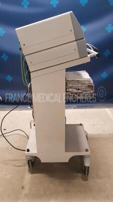 Lot of 1x Erbe Electrosurgical Unit ICC 200 and 1x Erbe Electrosurgical Unit APC 300 w/ Erbe Footswitch on stand (Both power up) - 3