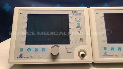 Lot of 2 x Respironics Ventilator Support System BIPAP Vision - count 9690/9466 hours (Both power up) - 3