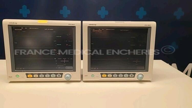 Lot of 2 x Mindray Patient Monitors IPM-9800 YOM 2011 (Both power up)