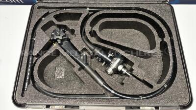 Olympus Colonoscope CF Q145l - Engineer's report : Optical system small dark dots on image ,Angulation no fault found , Insertion tube no fault found , Light transmission no fault found , Channels no fault found, Leak no leak - break to be repaired - inse