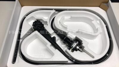 Olympus Colonoscope CF-Q165I Evis Exera 2 Engineer's report : Optical system no fault found ,Angulation no fault found , Insertion tube no fault found , Light transmission no fault found , Channels no fault found, Leak no leak Slight stain on image