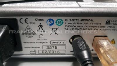 Quantel Medical Ophtalmic Ultrasound Aviso S - YOM 2015 - S/W 5.0.0 w/ Quantel Medical Probes Aviso BHF-20MHz and Aviso B1-10MHz and Aviso Lin25-25MHz and Aviso Lin50-50MHz and Footswitch (Powers up) - 12