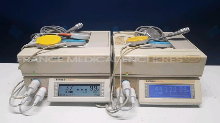 Lot of 2x Huntleigh Healthcare ECG Sonicaid Team Duo/ Team Care w/ Cardio and TOCO Probes (Both power up)