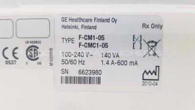 GE Patient Monitor F-CM1-05 - YOM 2010 w/ Module E.RESTIN (Powers up) - 4