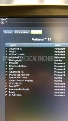 GE Ultrasound Voluson E8 BT18 - YOM 04/2018 - S/W 18.0.5.3432 - in excellent condition - tested and controlled by GE Healthcare – ready for clinical use - Options - Advanced 4D - Vocal II - Hdlive Studio - Advanced VCI - IOTA LR2 - IOTA Simple Rules - CW - 12