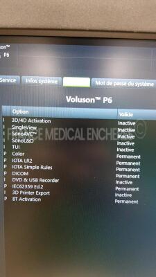 GE Ultrasound Voluson P6 BT18 - YOM 08/2018 - S/W 18.0.11.449 - in excellent condition - tested and controlled by GE Healthcare - Ready for clinical use - Options - Color / IOTA LR2 / IOTA Simple Rules / DICOM / IEC62359 Ed.2 / BT Activation - w/ Sony Dig - 6