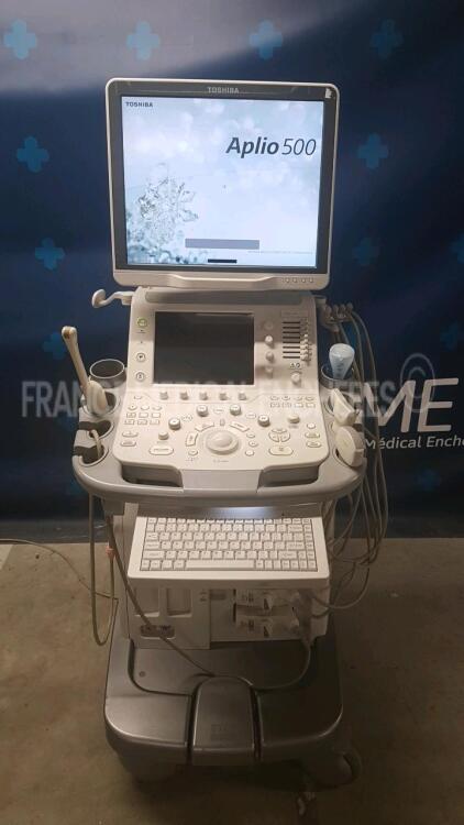 Toshiba Ultrasound Aplio 500 - YOM 2013 w/ Toshiba Probe PVT-661VT - YOM 2006 and Toshiba Probe PLT-1204BX - YOM 2013 and Toshiba Probe PLT-1005BT - YOM 2013 and Toshiba Probe 375BT - YOM 2018 (Powers up)