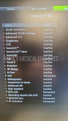 GE Ultrasound Voluson S6 BT16 - YOM 010/2018 - S/W 16.0.11.2691- in excellent condition - tested and controlled by GE Healthcare - Ready for clinical use - Options - XTD- IOTA LR2 / IEC62359 Ed.2 / BT Activation - w/ C1-5-RS YOM 09/2020 Sony Digital Graph - 7