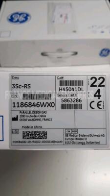 GE Ultrasound Vivid S60 v202CH - YOM 2018 - S/W 20.21.4 - in excellent condition - tested and controlled by GE Healthcare – ready for clinical use - Options - Vivid S60 - Contraste VG - View X - AFI - Tissue Tracking w/ NEW GE Probe 3Sc-RS and ECG Leads - 10