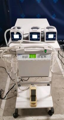 Lot of 3 x Inspired Heated Humidifiers VHB15A - YOM 2020 and 1 x Atmos Surgical Suction Unit S 351 - YOM 2001 - w/ Footswitch (All power up)