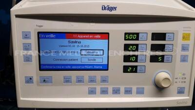 Drager Ventilator Savina 8414000-21 - YOM 2009 - S/W 3.10 - Count 452h (Powers up) - 4