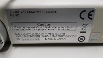 Lot of 1 x VisioVisionix Ophtalmic Consultation Unit Combi 400 - w/ 1 x Righton Slip Lamp NS-2D - YOM 2014 and 1 x Luneau Refractor Head Optical Head - Untestednix Refraction Unit Combi 400 and 1 x Refraction Chair 90.006.35 and 1 x Righton Slip Lamp NS-2 - 13