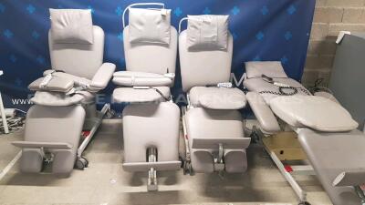 Lot of 4x Examination Chairs Unknwon Made - Untested due to the missing power supplies