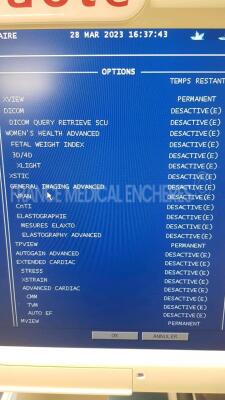 Esaote Ultrasound MyLabClass 9706250000 - YOM 2014 - S/W 11.01 - Options - XVIEW - TPVIEW - MVIEW w/ Esaote Probe LA435 9600173000 and Esaote Probe LA533 122001100 (Powers up) - 7