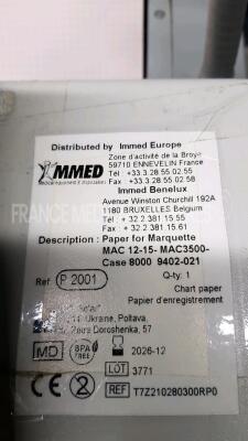 GE ECG MAC3500 - w/ 1 x GE Modular Mac Trolley and 1 x ECG leads (Powers up) - 8