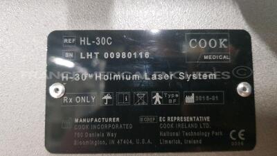 Cook Medical Holmium Laser H30 HL-30C - YOM 2016 w/ footswitch - Laser 30 Watt 2100nm (Powers up) - 7