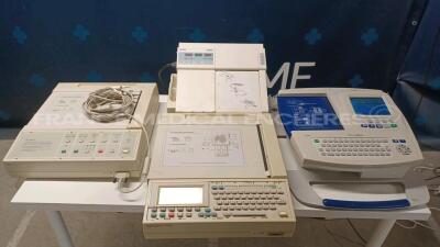 Lot of 1 x HP ECG PageWriter 100 - w/ ECG leads and 1 x HP ECG PageWriter 200 and 1 x Welch Allyn ECG CP 200 and 1 x Philips ECG Series 50A (All power up) *CNC4221043/3733G02778/CNC4216036/20008424*