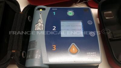 Lot of 3 x Philips Defibrillators Heart Start FR2+ (All power up) *1011890801/1011890796/1011890810* - 3