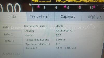 Hamilton Medical Ventilator C1 - YOM 2020 - S/W 3.0.2 - Count 5501 hours (Powers up) *20791* - 5