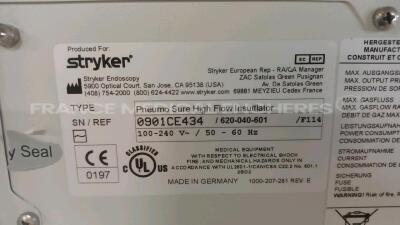 Stryker Insufflator Pneumo Sure (Powers up) *0901CE434* - 4