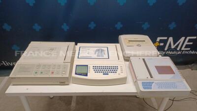 Lot of 1 x Philips PageWriter 100 M1772A and 1 x Mortara ECG Eli 250 and 1 x Philips ECG Pagewriter Trim I and 1 x Cardiette ECG AR 2100 View - YOM 2003 (All power up) *US00604355/108042155163/US70610953/ADRN0030*