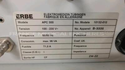 Erbe Electrosurgical Unit APC 300 and ICC 200 - S/W V2.20 w/ Footswitch on stand (Powers up) *D1256/B3335/C2176* - 7