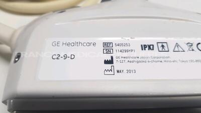 GE Ultrasound Logiq E9 - YOM 2013 - S/W R4 1.2 Keyboard Will Not Lock in Park Position Options contrast - DICOM - logiqview - volume navigation - true 3D - elastography - elastography analysis quantitative - bflow w/ GE Probe C2-9-D - YOM 2013 and GE Prob - 10