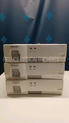 Lot of 3 x Philips Gas Modules IntelliVue G5 - M1019A - YOM 2009 (All power up) *ASAK-0230/ASAN-0063/ASAA-0123*