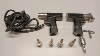 Lot of 1 x Stryker Orthopedic Motor System 6 Sagittal 6298 and 1 x Stryker Orthopedic Motor System 6 Rotary 6295 - w/ 1 x Stryker Keyed Chuck 6203-131 and 1 x Stryker Hudson Modified Trinkle 6203-135 and 1 x Stryker AO Large Reamer 6203-210-000 and 1 x St