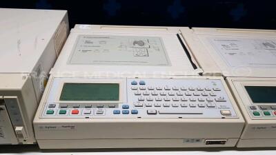 Lot of 2 x Agilent ECGs PageWriter 200 - S/W A.07.07 - French Language - 1 x Missing Battery and 1 x Agilent ECG Series 501X (All power up) *US00500268/CND4749702/3651G03704* - 3