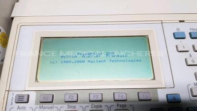 Lot of 2 x Agilent ECGs PageWriter 200 - S/W A.07.07 - French Language - 1 x Missing Battery and 1 x Agilent ECG Series 501X (All power up) *US00500268/CND4749702/3651G03704* - 6