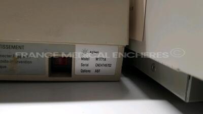 Lot of 2 x Agilent ECGs PageWriter 200 - S/W A.07.07 - French Language - 1 x Missing Battery and 1 x Agilent ECG Series 501X (All power up) *US00500268/CND4749702/3651G03704* - 12