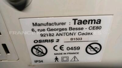 Lot of 2 x Taema Ventilators Osiris 2 - S/W V1.020 - w/ power supplies and transport bags (Powers up) *B1503/B1499* - 4