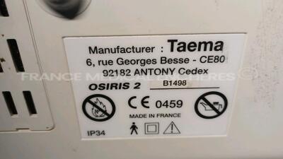 Lot of 2 x Taema Ventilators Osiris 2 - S/W V1.020/V1.021 - w/ power supplies and transport bags (Powers up) *B1498/E0359* - 5