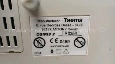 Lot of 2 x Taema Ventilators Osiris 2 - S/W V1.020 - w/ power supplies and transport bags (Powers up) *E0354/E0356* - 5