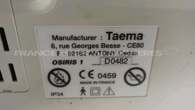 Lot of 2 x Taema Ventilators Osiris 1 - S/W V1.020 - w/ power supplies and transport bags (Powers up) *D0482/D0721* - 4