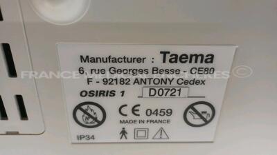 Lot of 2 x Taema Ventilators Osiris 1 - S/W V1.020 - w/ power supplies and transport bags (Powers up) *D0482/D0721* - 5