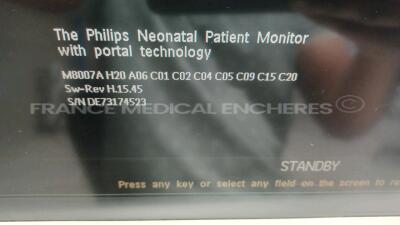 Lot of 1 x Philips Patient Monitor IntelliVue MP70 Neonatal - YOM 2008 - S/W H.15.45 and 1 x Philips Patient Monitor IntelliVue MP70 - YOM 2007 - S/W G.01.67 (Both power up) *DE73174523/DE73159402* - 11
