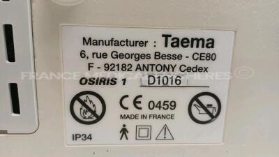 Lot of 2 x Taema/Air Liquide Ventilators Osiris 2 - S/W V1.02 - w/ power supplies and 1 x Taema Ventilator Osiris 1 - S/W V1.021 - w/ power supply (All power up) *E04814/D1016/E04175* - 9